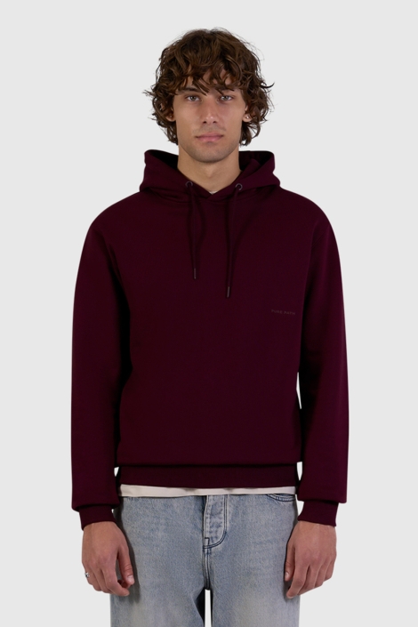 Pure Path bordeaux heren sweater | Model vooraanzicht