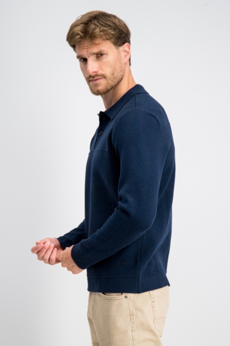 Gabbiano blauwe heren trui | Model zijaanzicht