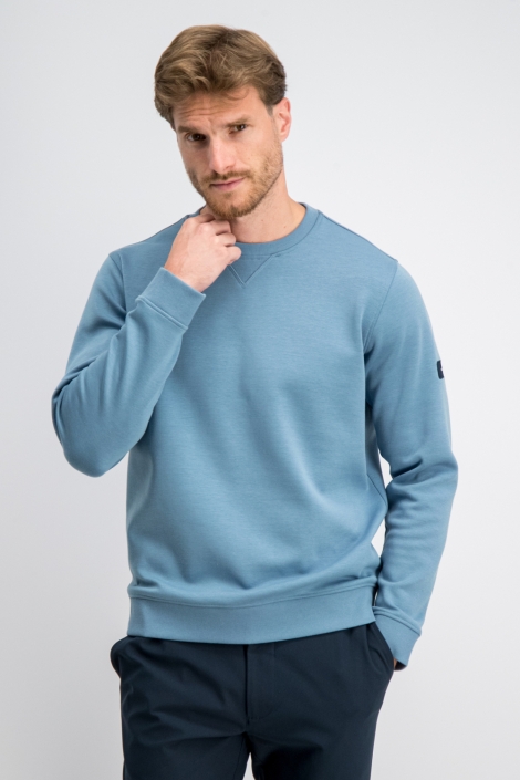Gabbiano blauwe heren sweater | Model vooraanzicht