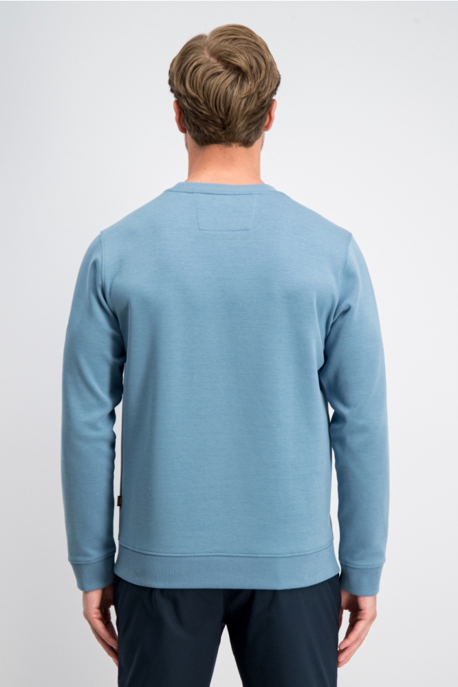 Gabbiano blauwe heren sweater | Model achteraanzicht