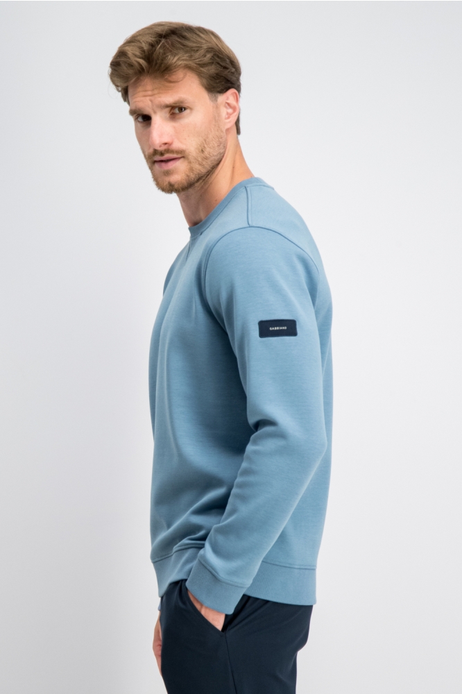 Gabbiano blauwe heren sweater | Model zijaanzicht