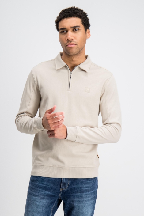 Gabbiano beige heren trui | Model vooraanzicht