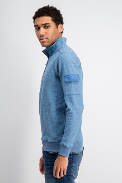 Gabbiano blauwe heren sweater | Model zijaanzicht