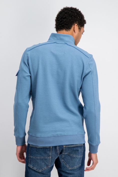 Gabbiano blauwe heren sweater | Model achteraanzicht
