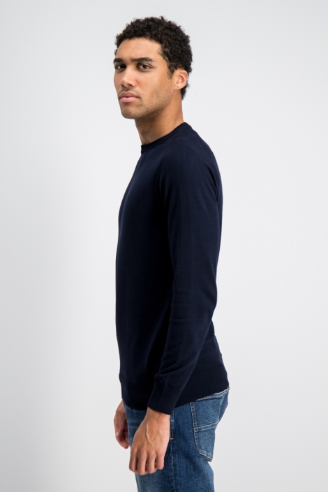 Gabbiano blauwe heren trui | Model zijaanzicht