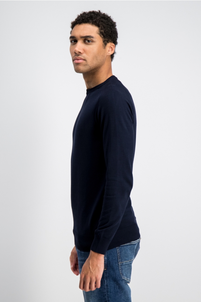 Gabbiano blauwe heren trui | Model zijaanzicht