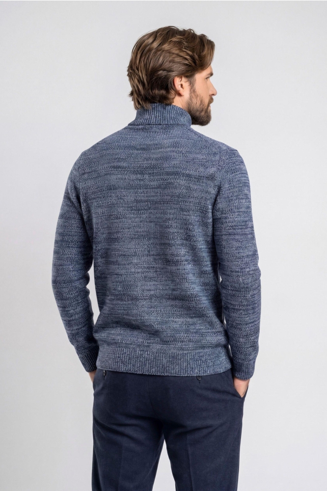 Campbell blauwe heren trui | Model achteraanzicht