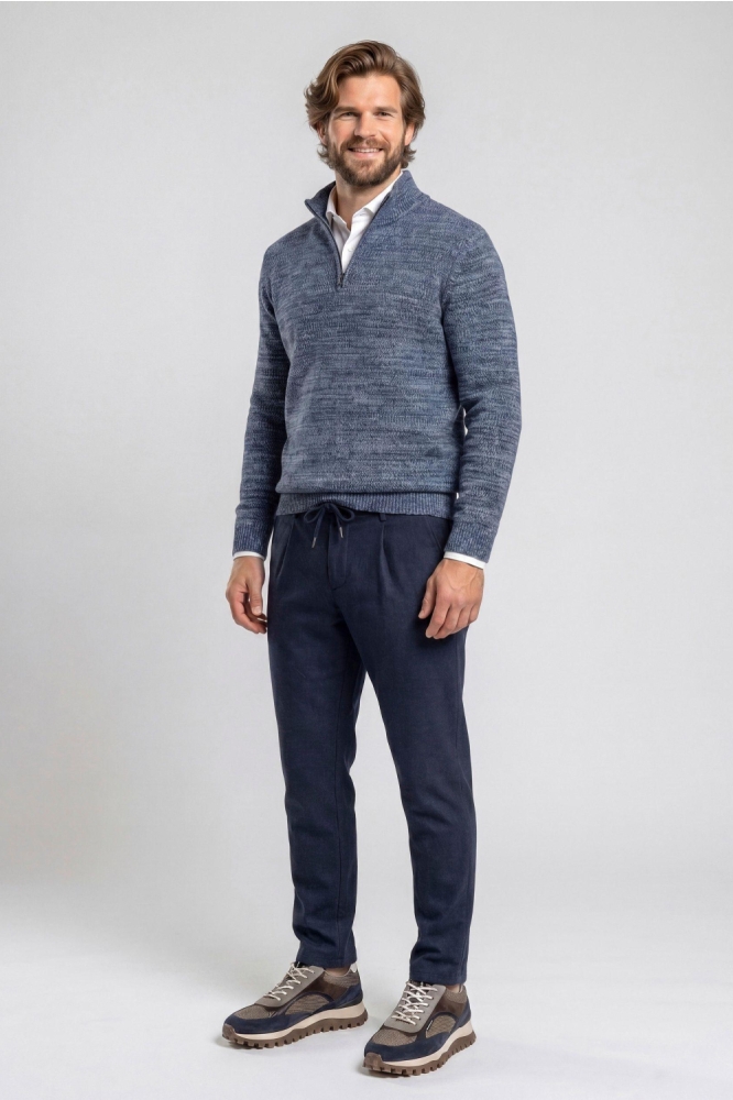 Campbell blauwe heren trui | Model