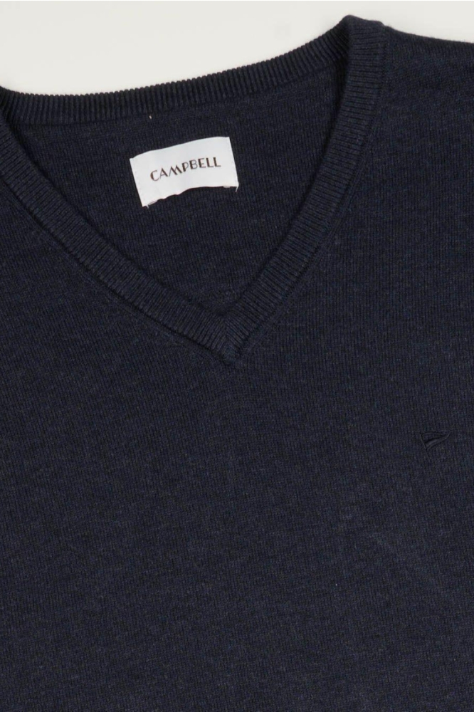 Campbell blauwe heren trui | Close up