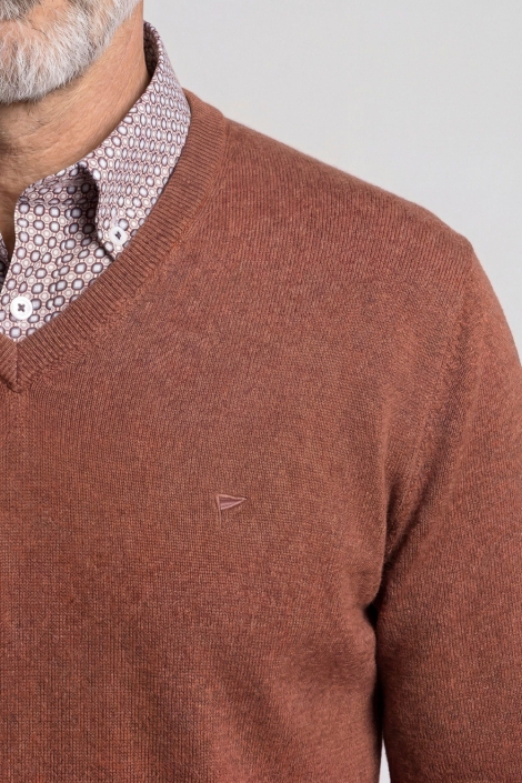 Campbell cognac heren trui | Close up