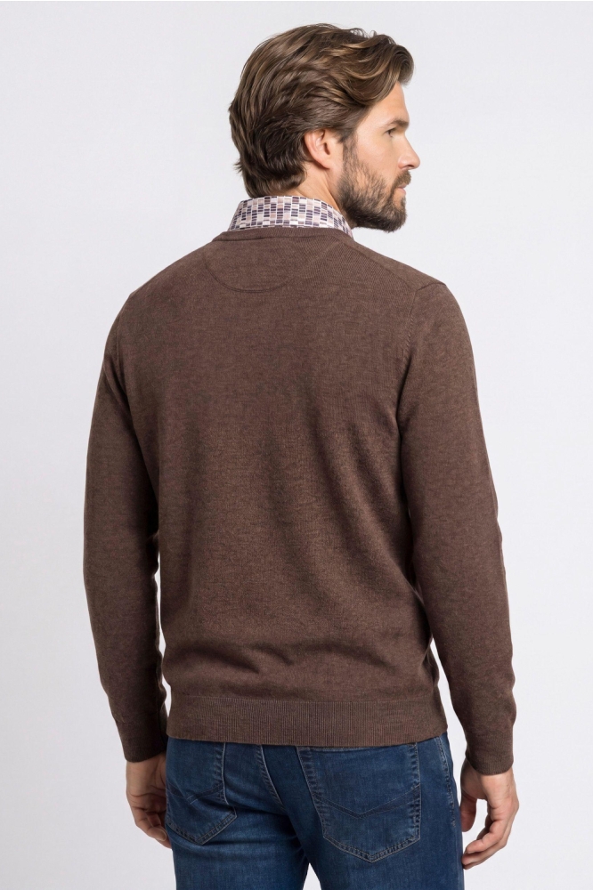 Campbell bruine heren trui | Model achteraanzicht