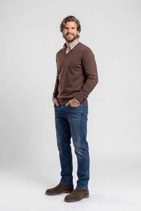 Campbell bruine heren trui | Model
