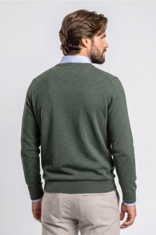 Campbell groene heren trui | Model achteraanzicht