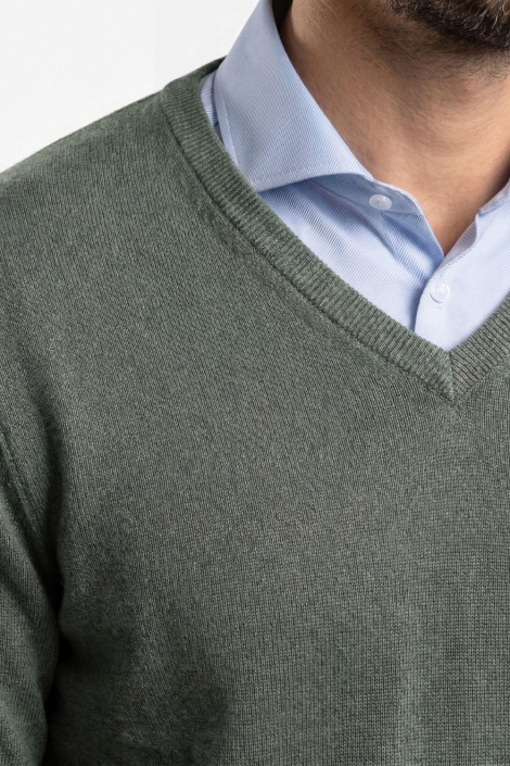 Campbell groene heren trui | Close up