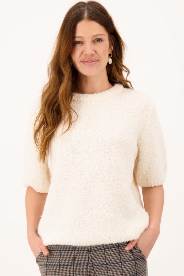 Zusss Trui BOUCLE TRUI KORTE MOUW 0305 0031 1007 OFF WHITE