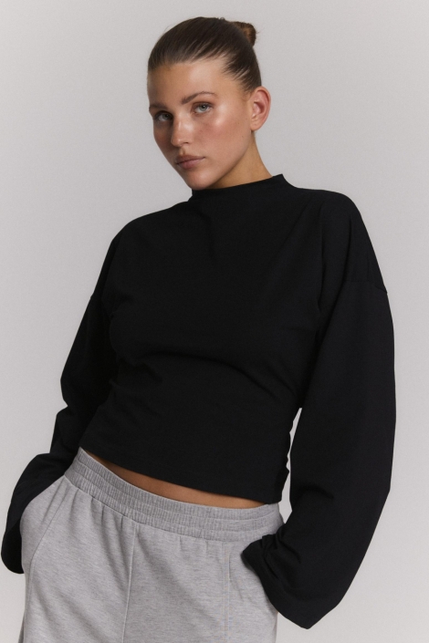 Refined Department zwarte dames trui | Model vooraanzicht