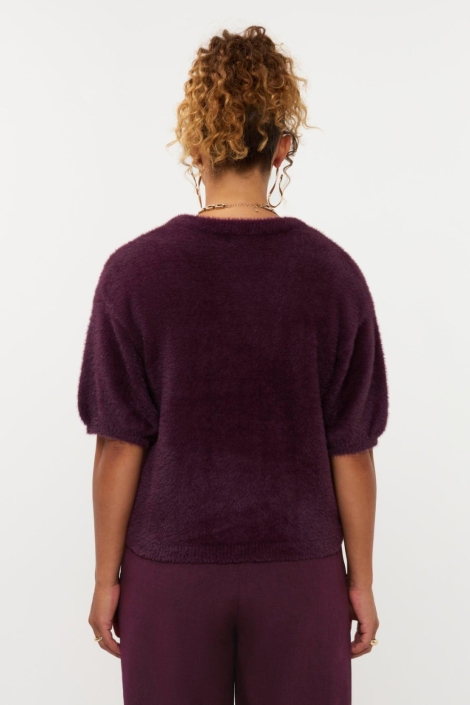 Ydence bordeaux dames trui | Model achteraanzicht