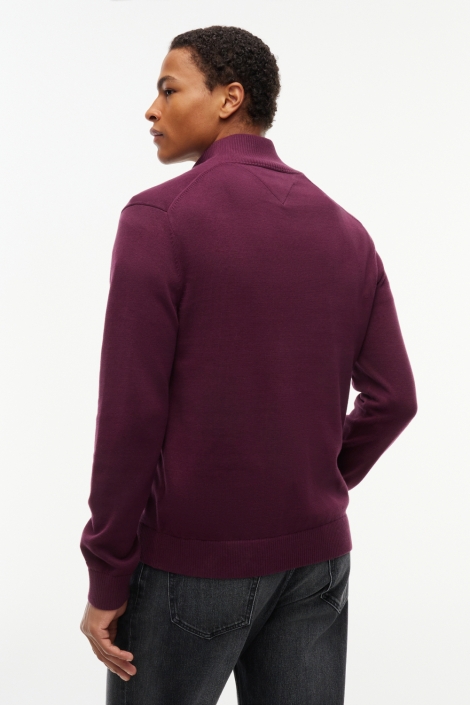 Tommy Jeans bordeaux heren trui | Model achteraanzicht