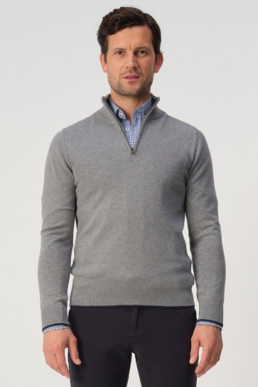 Campbell Trui PULLOVER HALF ZIP SYDNEY 107883 2509 Mid Grey Melange