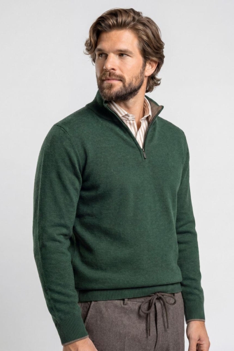 Campbell groene heren trui | Model zijaanzicht