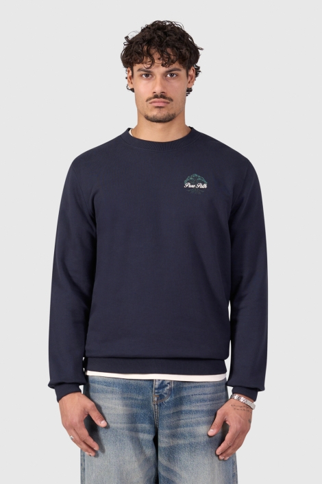 Pure Path blauwe heren sweater | Model vooraanzicht
