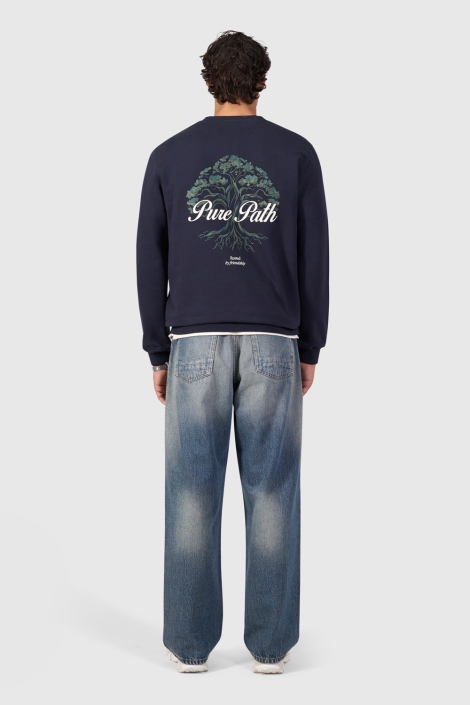 Pure Path blauwe heren sweater | Model