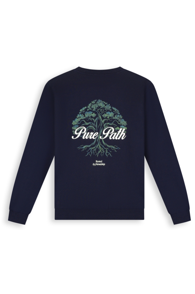 Pure Path blauwe heren sweater | Achteraanzicht