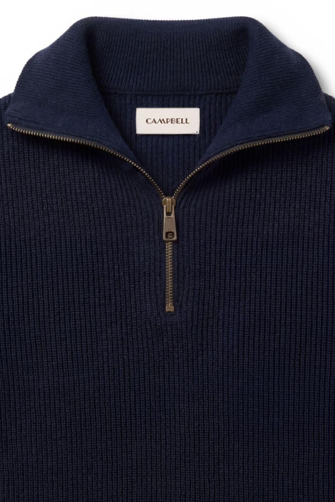 Campbell blauwe heren trui | Close up