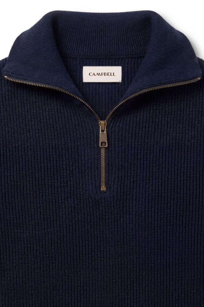 Campbell blauwe heren trui | Close up