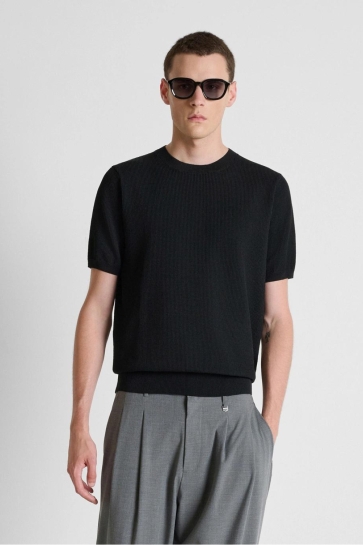 Antony Morato Trui SWEATER ROUND COLLAR SHORTSLEEVE MMSW01622 YA500091 9000 BLACK