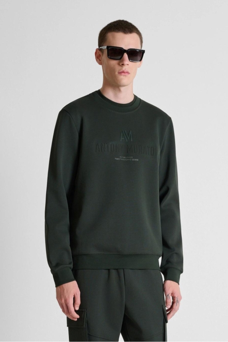 Antony Morato groene heren sweater | Model vooraanzicht