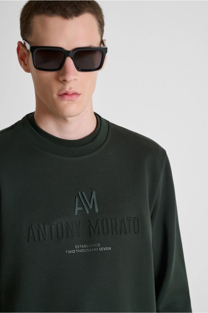 Antony Morato groene heren sweater | Close up