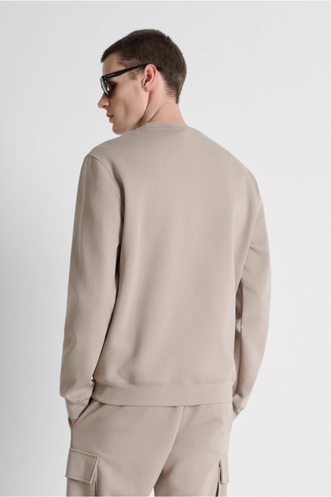 Antony Morato taupe heren sweater | Model achteraanzicht