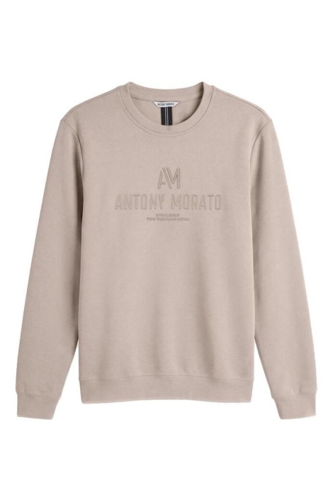 Antony Morato taupe heren sweater | Vooraanzicht