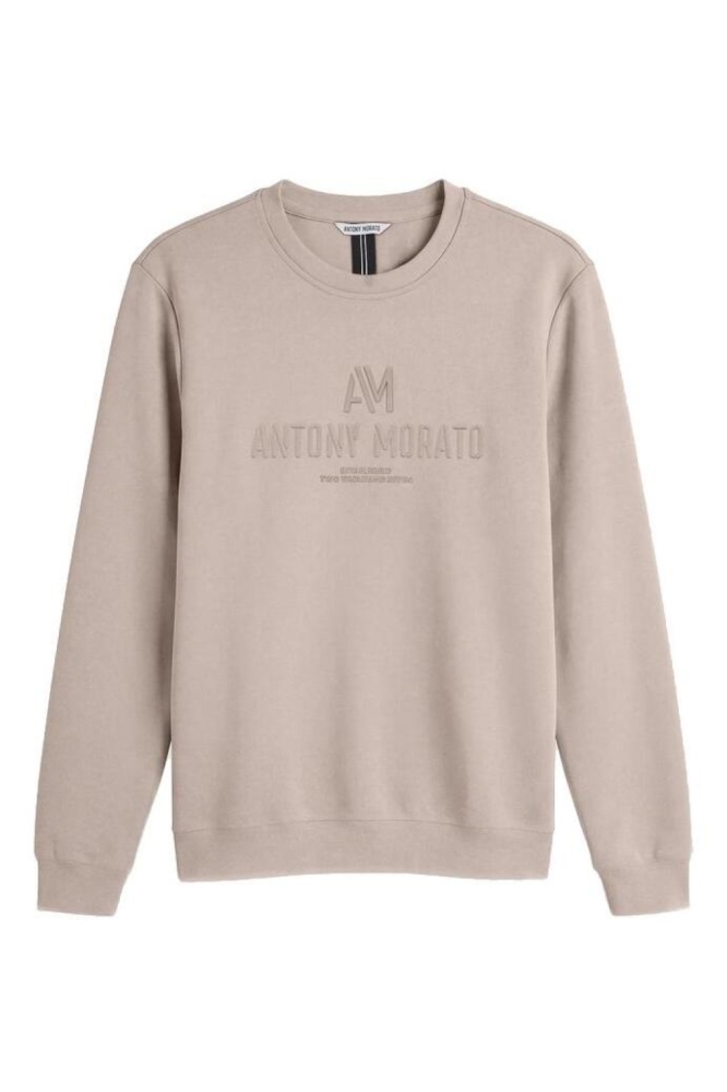 Antony Morato taupe heren sweater | Vooraanzicht