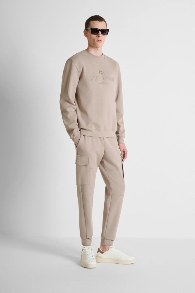 Antony Morato taupe heren sweater | Model