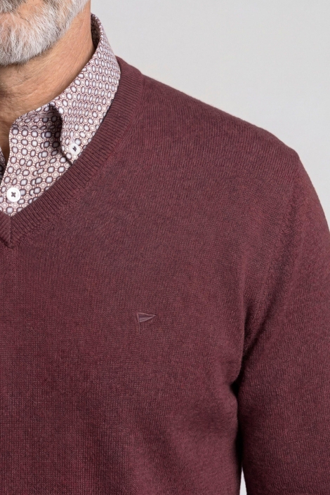 Campbell bordeaux heren trui | Close up