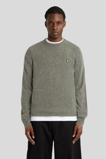 Lyle & Scott Trui LAMBSWOOL BLAND CREW NECK JUMPER KN2114VC KHAKI SMOKE MARL