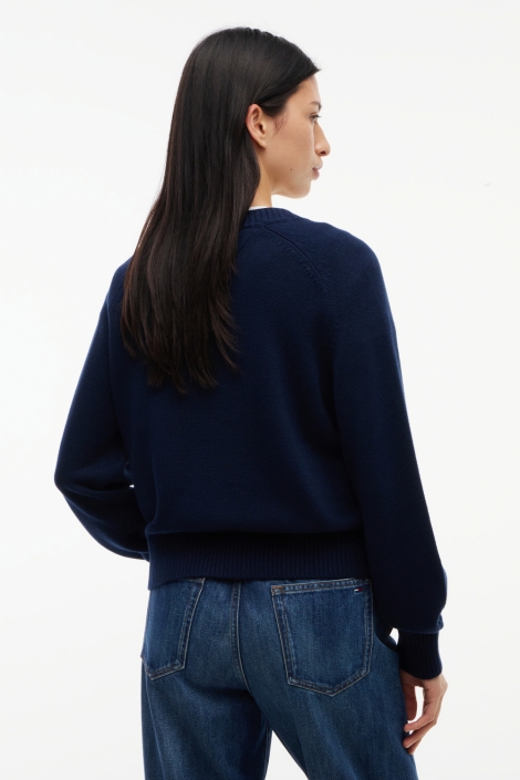 Tommy Jeans blauwe dames trui | Model achteraanzicht