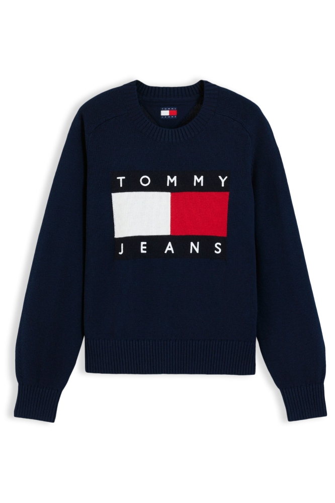 Tommy Jeans blauwe dames trui | Vooraanzicht