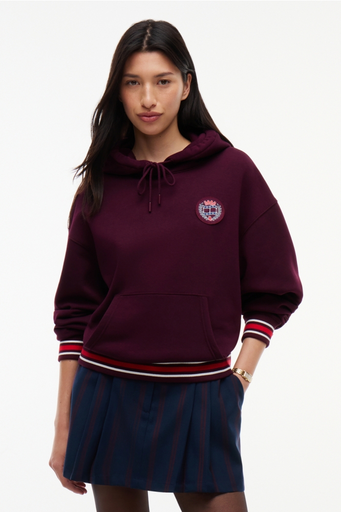 Tommy Jeans bordeaux dames sweater | Model vooraanzicht
