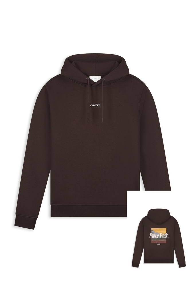 Pure Path bruine heren sweater | Vooraanzicht