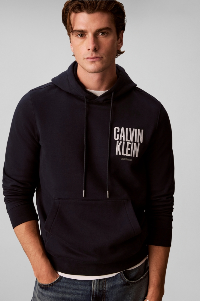 Calvin Klein blauwe heren sweater | Model vooraanzicht