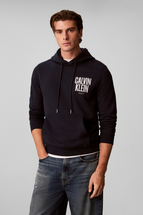 Calvin Klein blauwe heren sweater | Model vooraanzicht