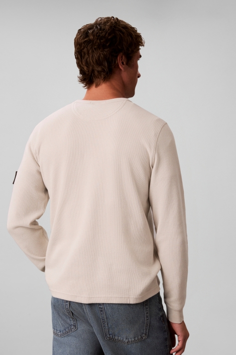 Calvin Klein beige heren trui | Model achteraanzicht