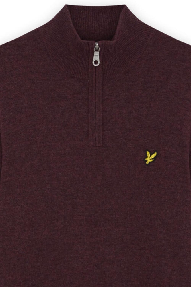 Lyle & Scott bordeaux heren trui | Close up