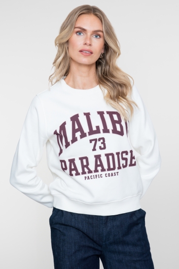 Geisha Trui SWEATER MET MALIBU PARADISE PRINT 62566 41 10 off-white/burgundy/pink