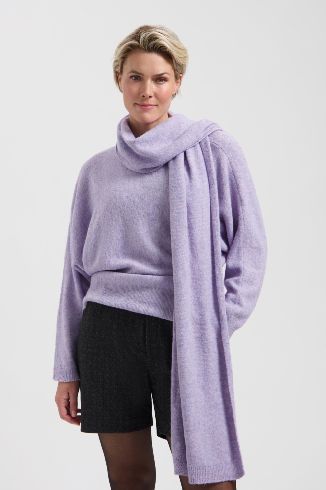 Lady Day paarse dames trui | Model vooraanzicht