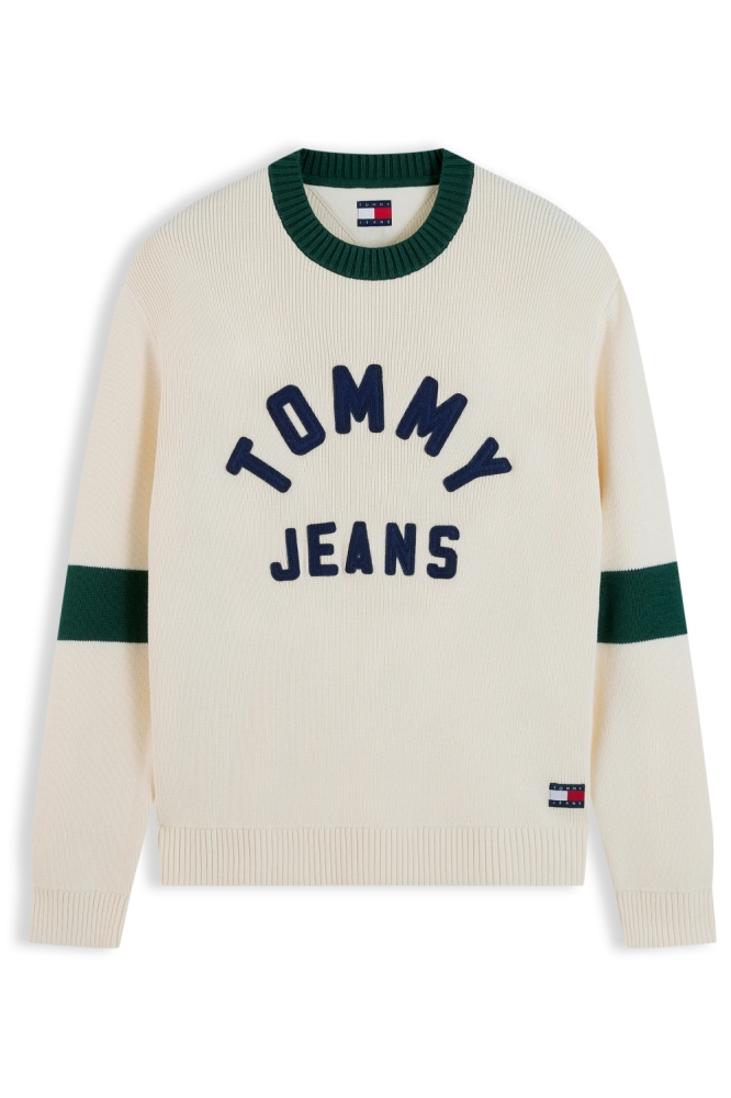 Tommy Jeans beige heren trui | Vooraanzicht