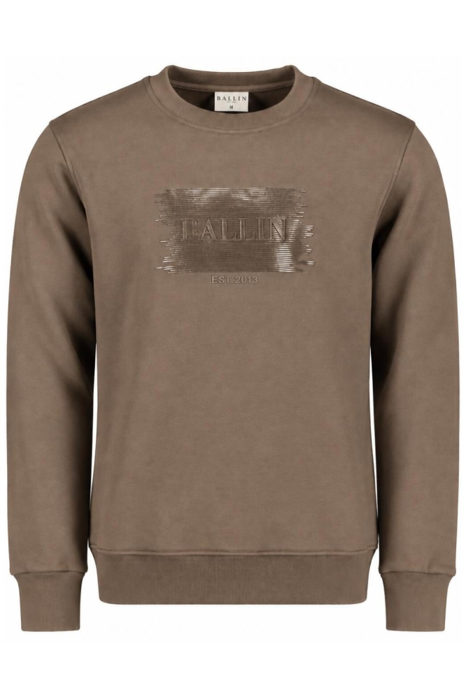Ballin taupe heren sweater | Vooraanzicht